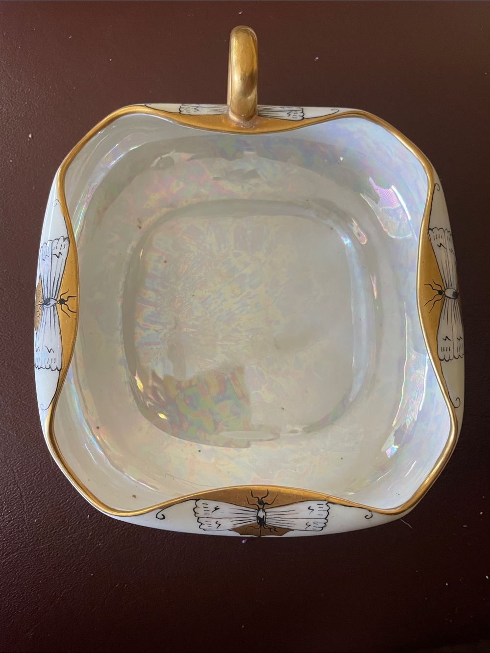 VTG Epiag Czechoslovakia Hand Painted square dragon fly dish